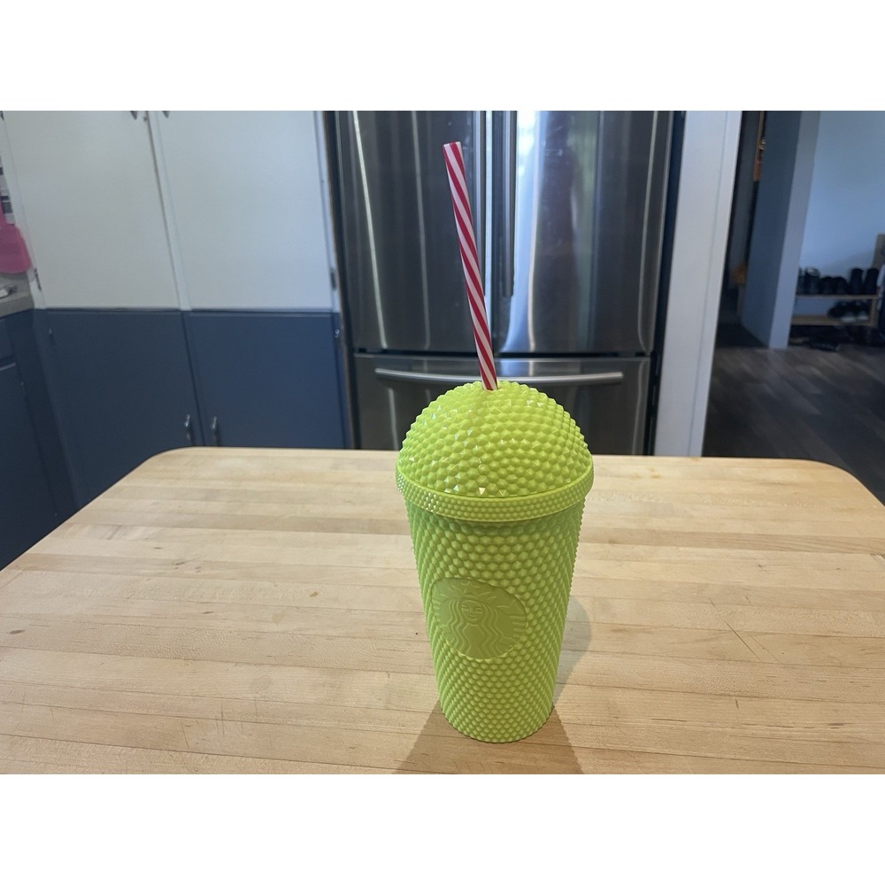 Starbucks 16oz Frappuccino Dome Cold Tumbler 2025 Studded Neon Lime Snow Cone